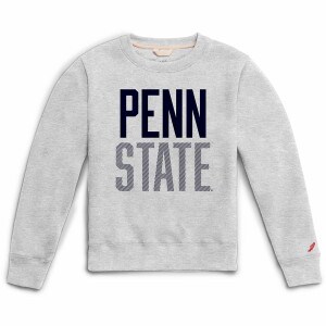 Oxford gray youth crew sweatshirt with Penn State on front